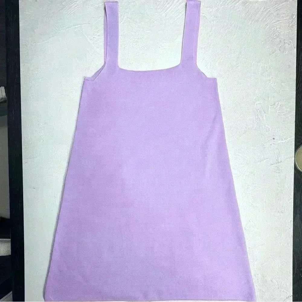 ZARA Purple Lilac Knit Sleeveless Mod Mini Dress Retro 60s Style Size S